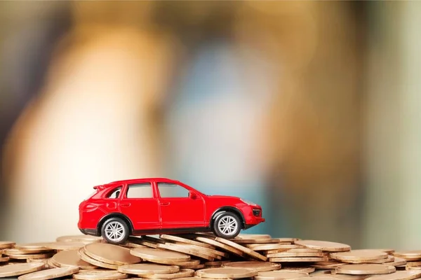 Jouet Voiture Pièces Rouge Fond Argent — Photo