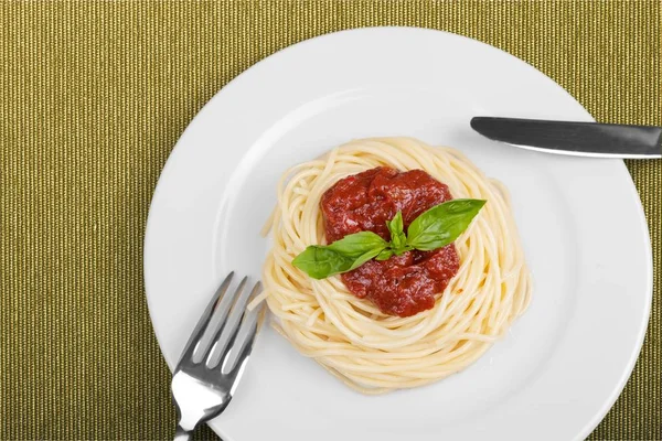 Espaguetis Con Pasta Queso Vista Cerca — Foto de Stock