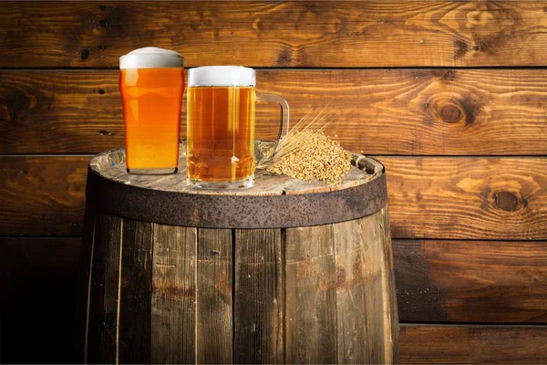 Beer Barrel Food Alcohol Assortment Background Bar — Stock Photo, Image