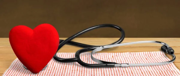 Stethoscope Heart Health Medicare Hospital Red Check — Stock Photo, Image