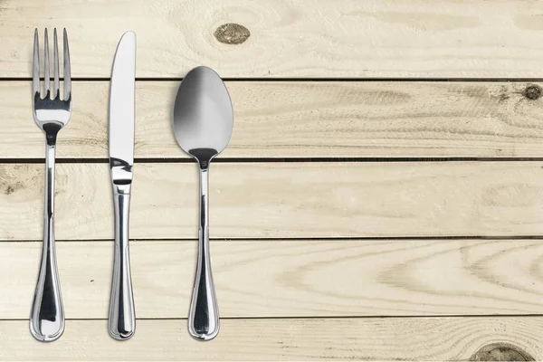 Fork Knife Spoon Tableware Chrome Kitchen White — Stock Photo, Image