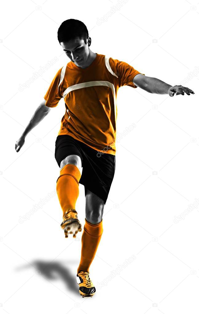 Man football player on  background