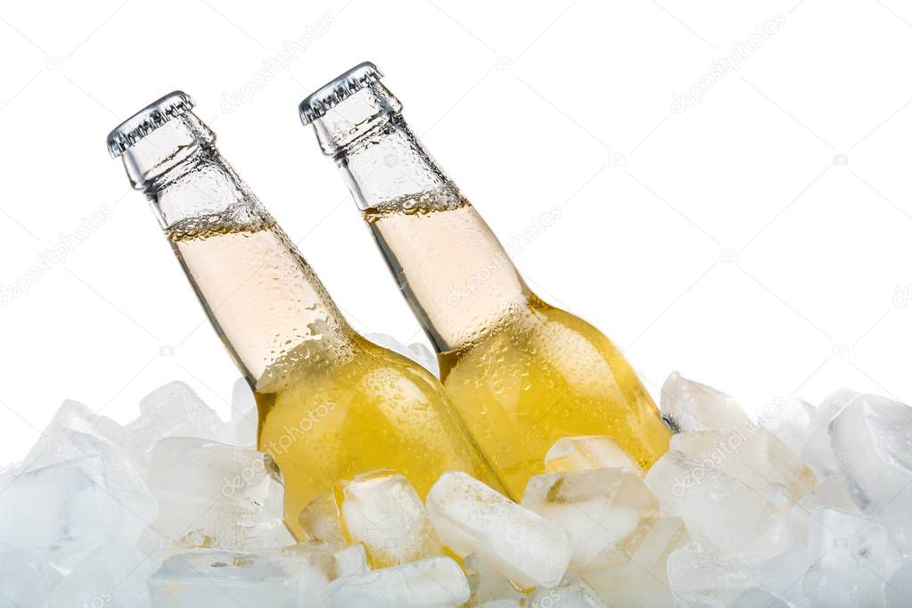 beer bottles with ice