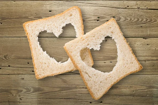 Brot Herz Form Essen Liebe Symbol Diät Gesunde Ernährung — Stockfoto