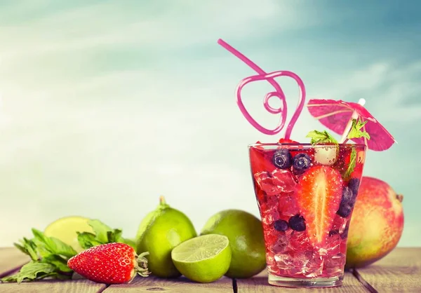 Glass of cocktail with berries — Stock Photo, Image