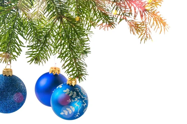 Árvore Natal Natal Ornamento Azul Decoração Natal Ramo Floco Neve — Fotografia de Stock