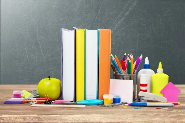 School Stationery Composition Blank Background — Stock Photo, Image