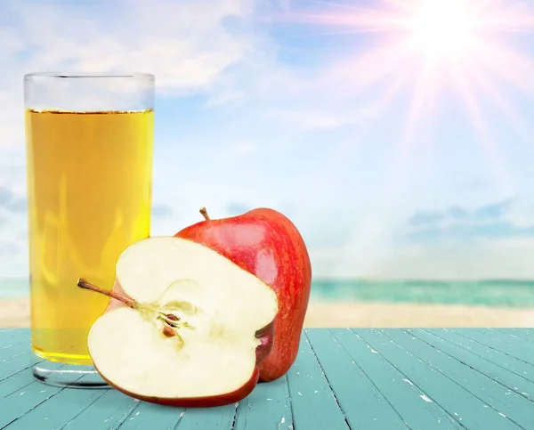 Glass Delicious Apple Juice Table — Stock Photo, Image