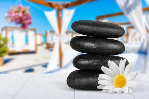 Pedra Flor Única Flor Massagem Terapeuta Spa Tratamento Zen Lastone — Fotografia de Stock