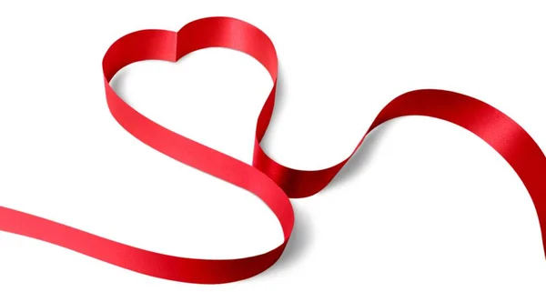 Κορδέλα Σχήμα Καρδιάς Που Απομονώνονται Λευκό Φόντο — Φωτογραφία Αρχείου