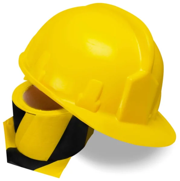 Segurança Construção Fita Capacete Isolado Capacete Segurança Chapéu Proteção — Fotografia de Stock