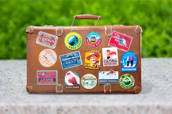 Travel Sticker Bag Old Label World Case — Stock Photo, Image