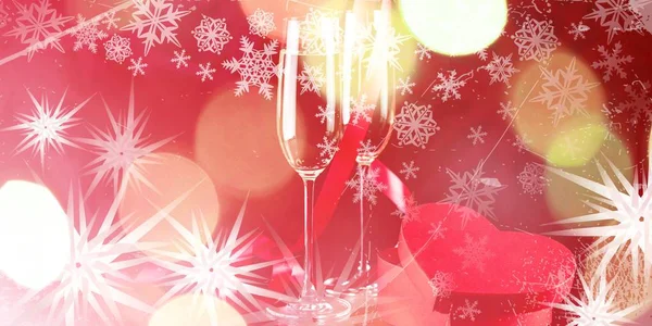 Bicchieri Flauto Champagne Sfondo Festivo — Foto Stock