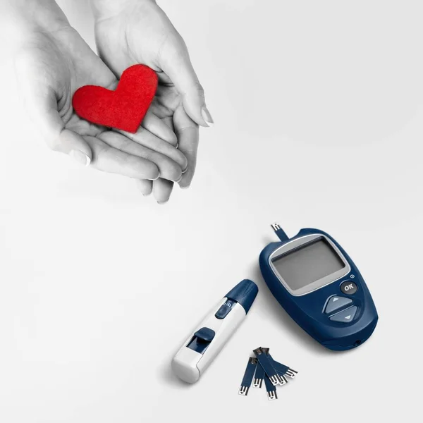 糖尿病血糖测试葡萄糖计胰岛素设备医疗考试 — 图库照片