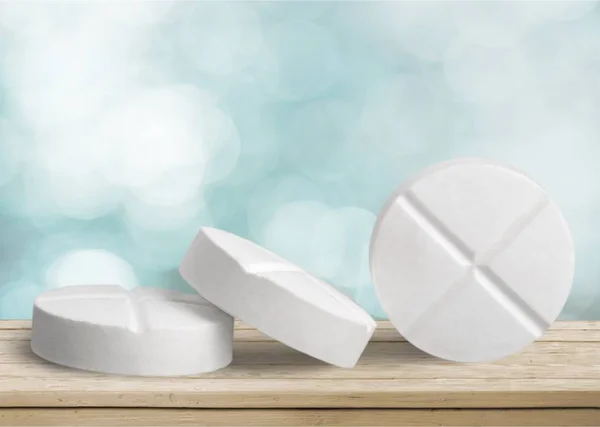 Zbliżenie Białe Tabletki Tle — Zdjęcie stockowe