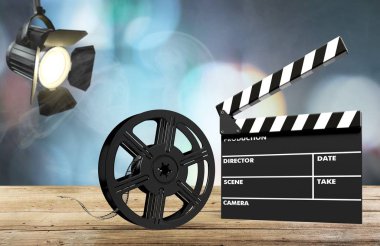 Film clapper şablona ahşap masa 