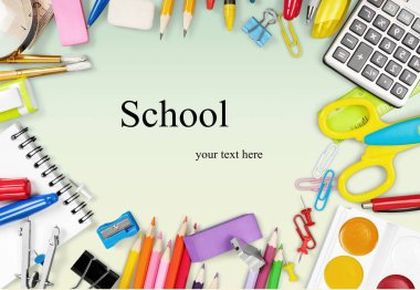 renkli okul kırtasiye, geri okul arka plan
