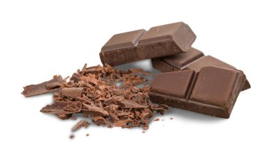 Pieces of delicious chocolate on background clipart