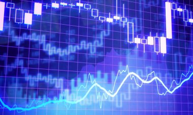 Finansal yatırım konsepti için uygun borsa veya önx ticaret grafiği ve şamdan grafiği. Ekonomik trendler iş fikri ve tüm sanat tasarımı için arka plan. Soyut finans arkaplanı.