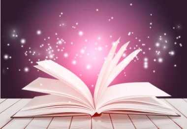 Ahşap masa, eğitim ve kavram öğrenme açık kitap
