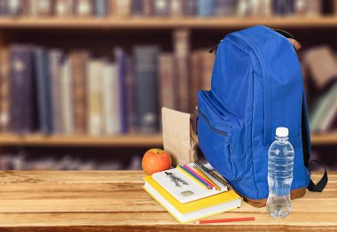 Okul sırt çantası ile Kırtasiye, Okul arka plan için geri