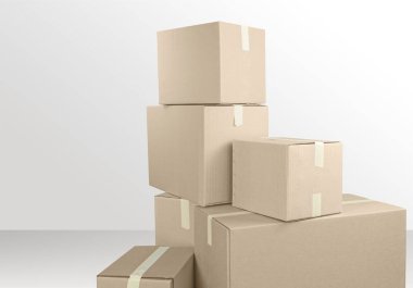 Arka plan üzerinde kutuları karton kutular