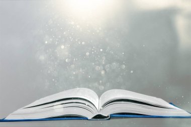 Arka planda izole bir tablo üzerinde açık kitap