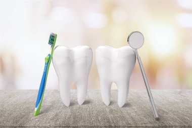 Büyük diş ve diş hekimi ayna, sağlık kavramı