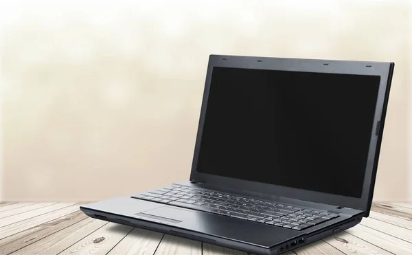 Laptop Com Tela Branco Isolado Fundo — Fotografia de Stock