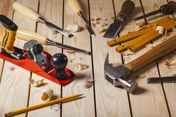 Various Repair Tools Carpentry Construction — Stock Photo, Image