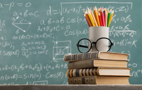 Cancelleria Scuola Colorata Torna Allo Sfondo Della Scuola — Foto Stock