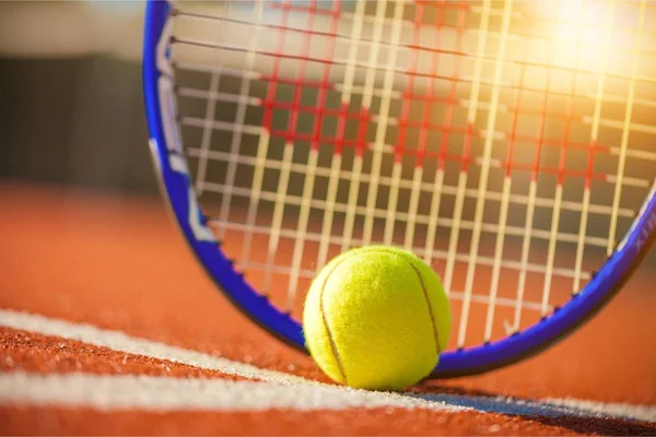 Tennis Racket Ball Court Background — Stock Photo, Image