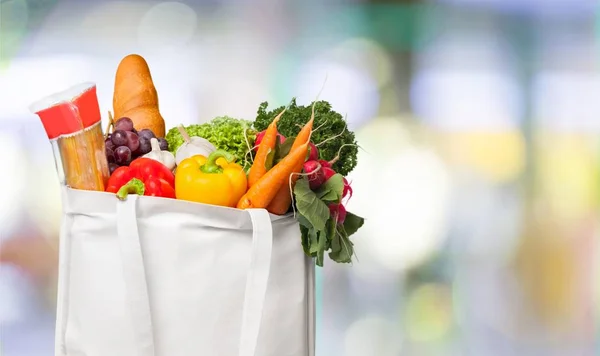 Herbruikbare Boodschappentas Vol Boodschappen — Stockfoto