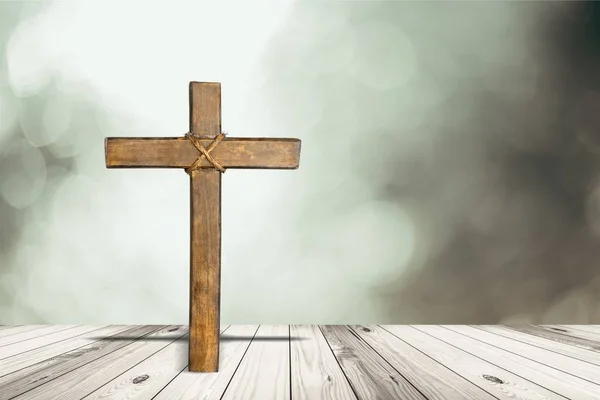 Святой Деревянный Крест Заднем Плане — стоковое фото