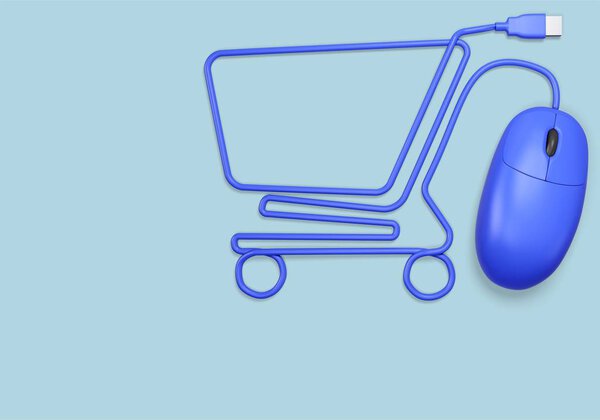 Корзина с компьютерной мышью на заднем плане
