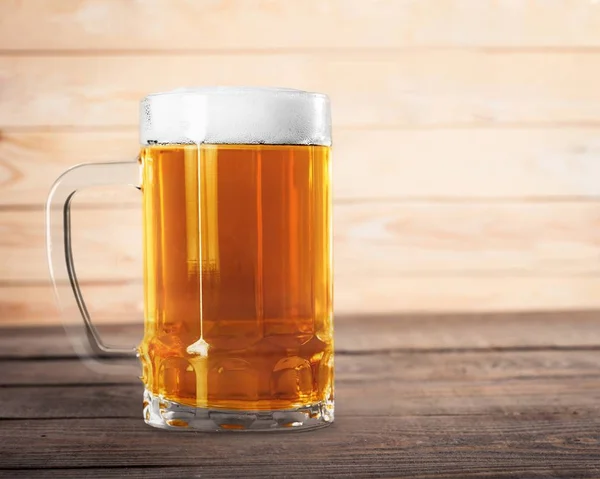 Mug Cold Beer Wooden Table — Stock Photo, Image