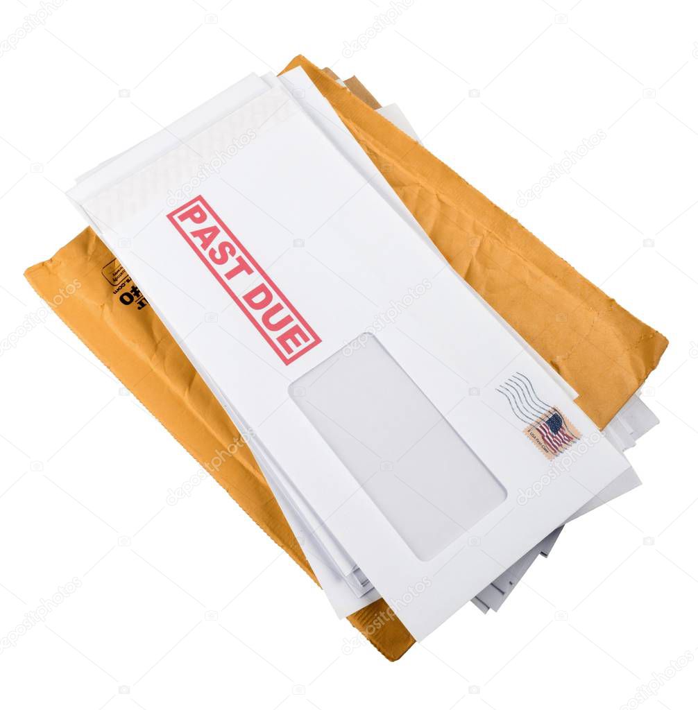 envelopes with overdue utility bills
