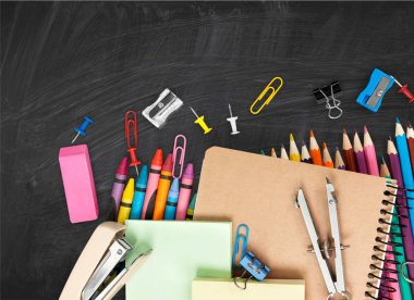 renkli okul kırtasiye, geri okul arka plan