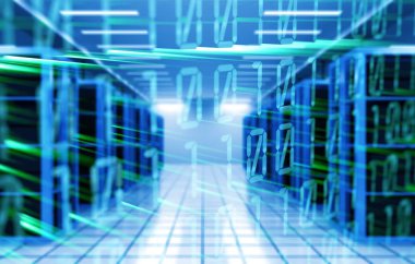 Bilgisayar ekranında dijital ikili veri. 