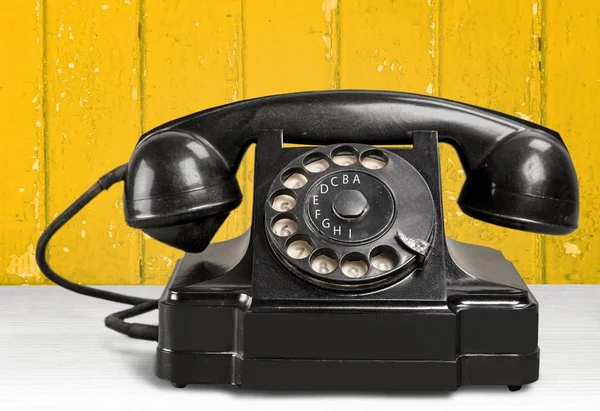 Preto Retro Telefone Isolado Fundo — Fotografia de Stock