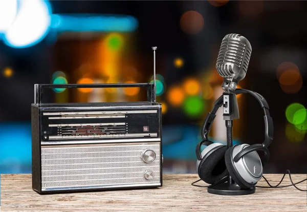 Radio Stylu Retro Mikrofon Słuchawki — Zdjęcie stockowe