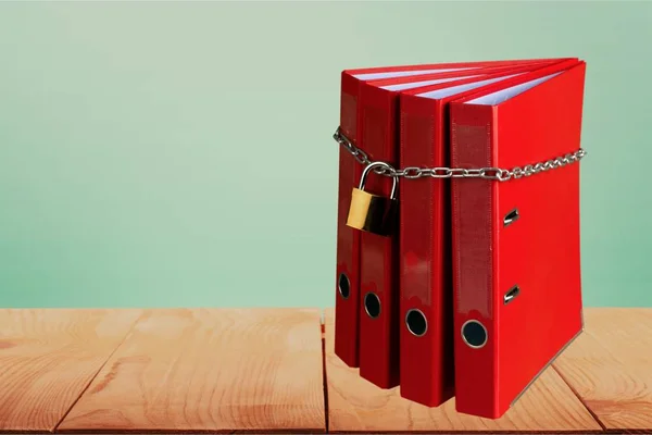 File folders with chain and lock — Stock Photo, Image
