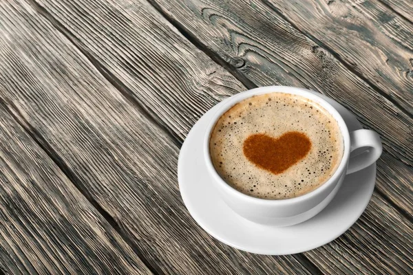 Tazza Caffè Con Schiuma Forma Cuore — Foto Stock