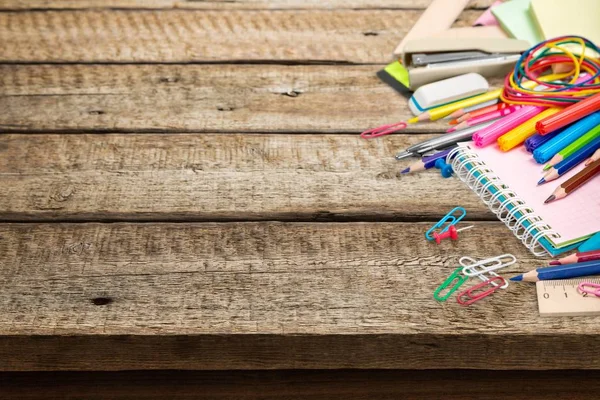 Bunte Schulschreibwaren Zurück Zum Schulhintergrund — Stockfoto