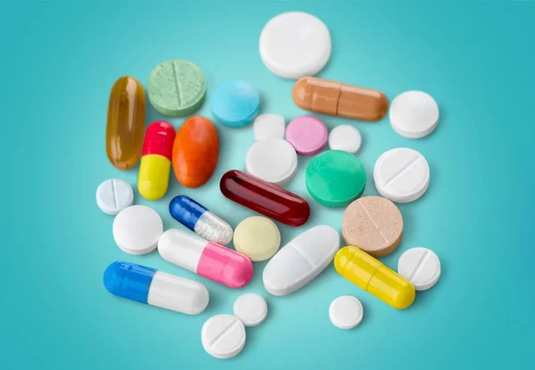 Close Beeld Van Kleurrijke Pillen Tabletten — Stockfoto