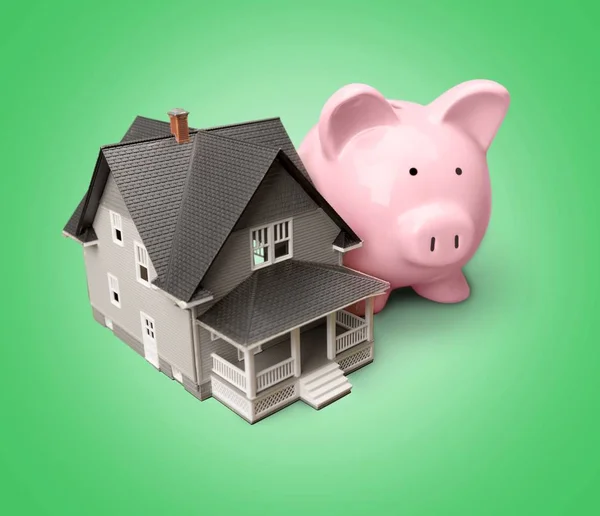 Bank House Piggy Konsep Real Estate — Stok Foto