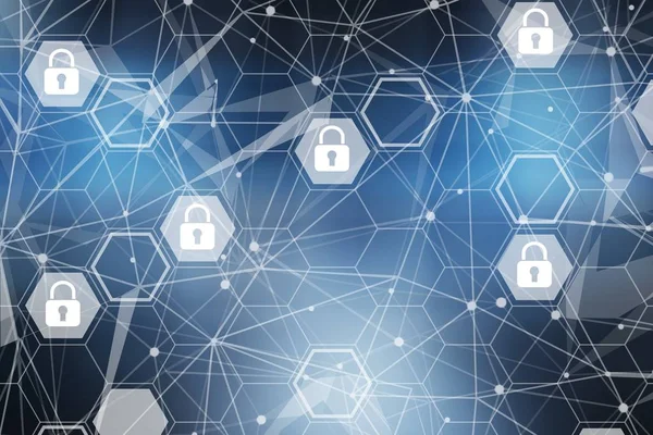 Digitale Schloss Symbole Und Blauer Hintergrund Konzept Der Datensicherheit — Stockfoto
