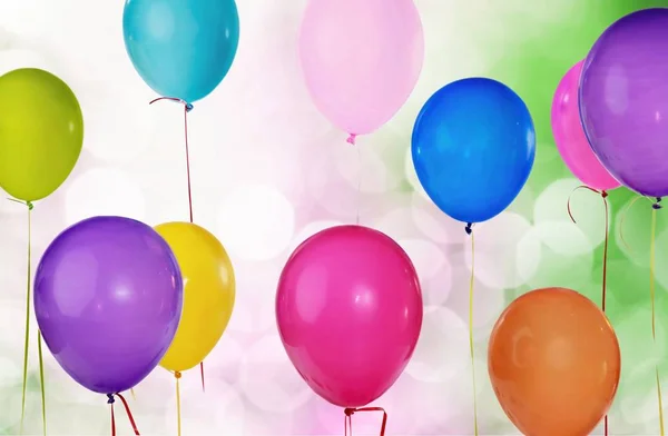 Banda Kolorowych Balonów Tle — Zdjęcie stockowe