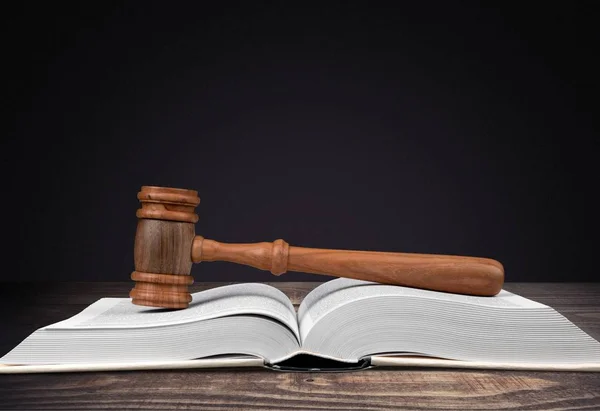 Boek Houten Hamer Justitie Concept — Stockfoto