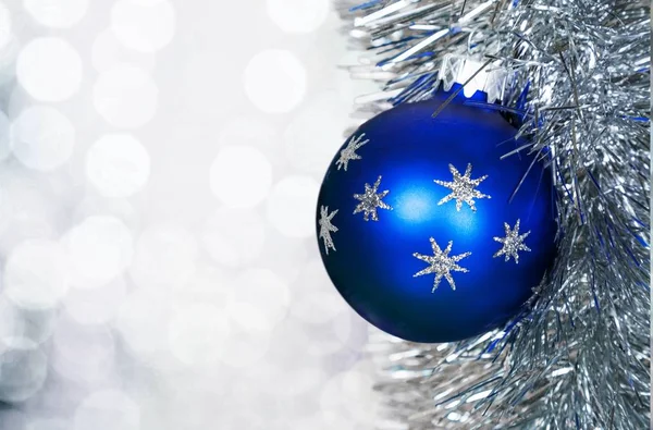 Christmas Greeting Card Template Blue Ball — Stock Photo, Image